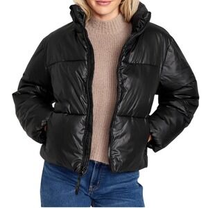 Old Navy Quilted Puffer Jacket Polyester Zip Black Quilted‎ Coat XL